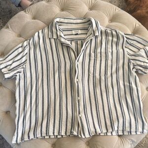 American Eagle Outfitters Blue and White Striped Shirt